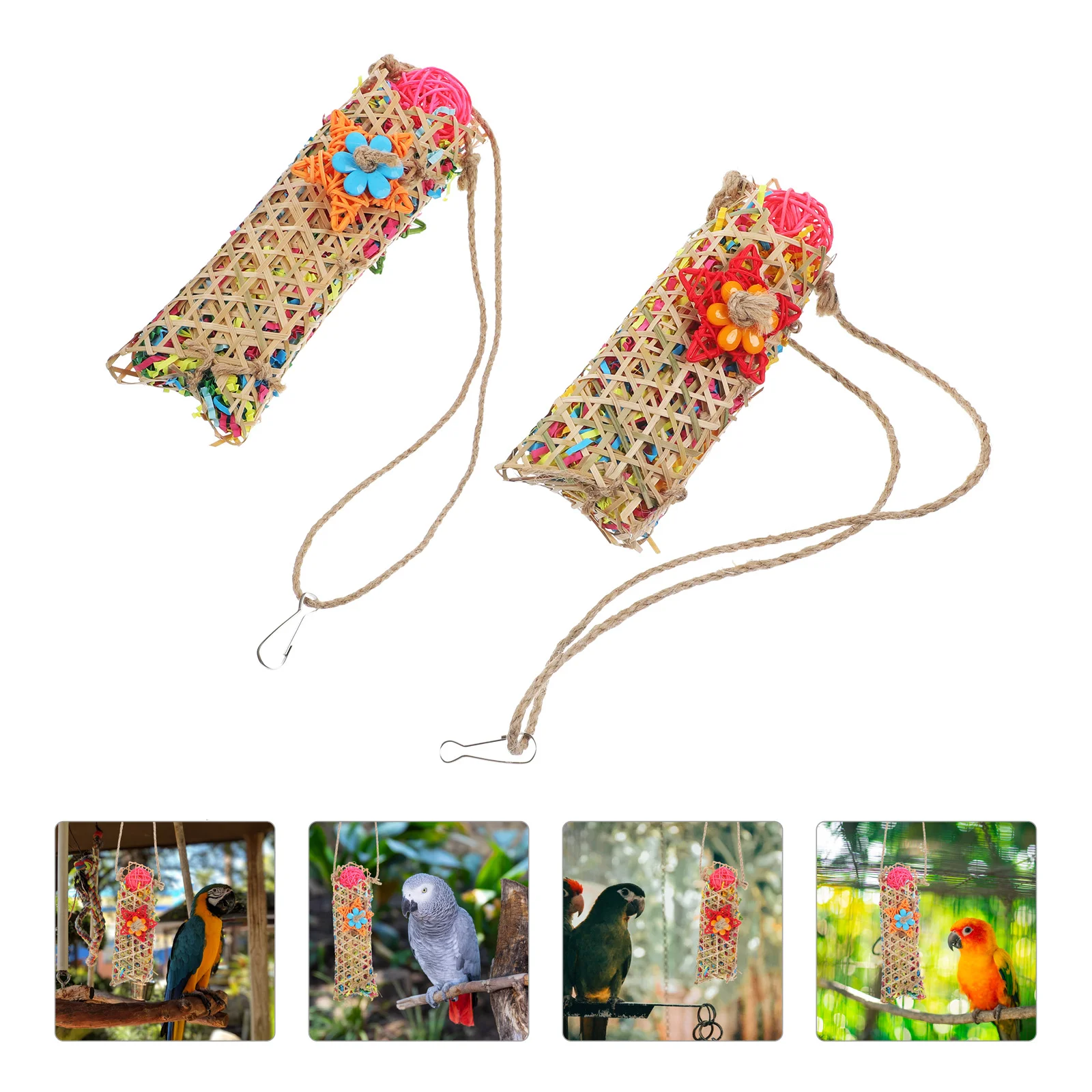 

2Pcs Rattan Parrot Chew Toys Bite-Resistant Bird Plaything Pet Relaxing Toys Bird Toy Bird Toys Bite-Resistant Bird Toys