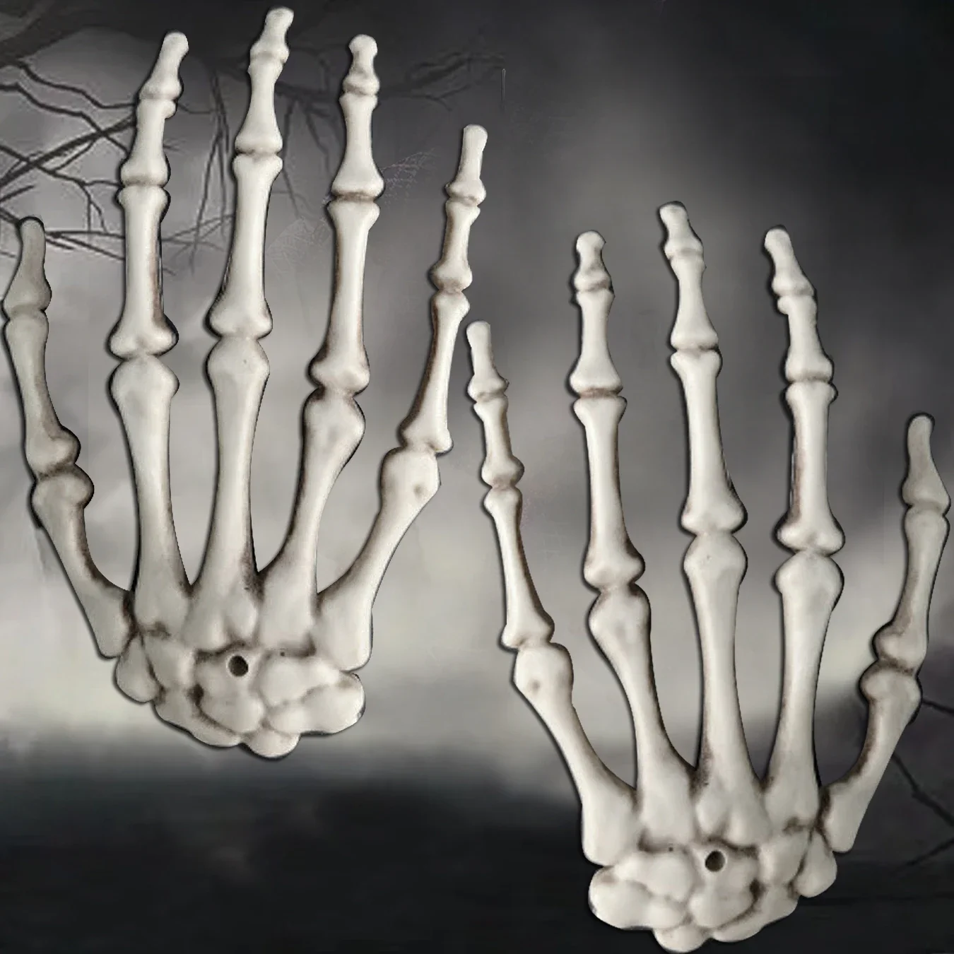 Halloween Skeleton Hand Scary Realistic Size Hand Bone Skull Decors Zombie Party Haunted House Halloween Terror Decoration Props