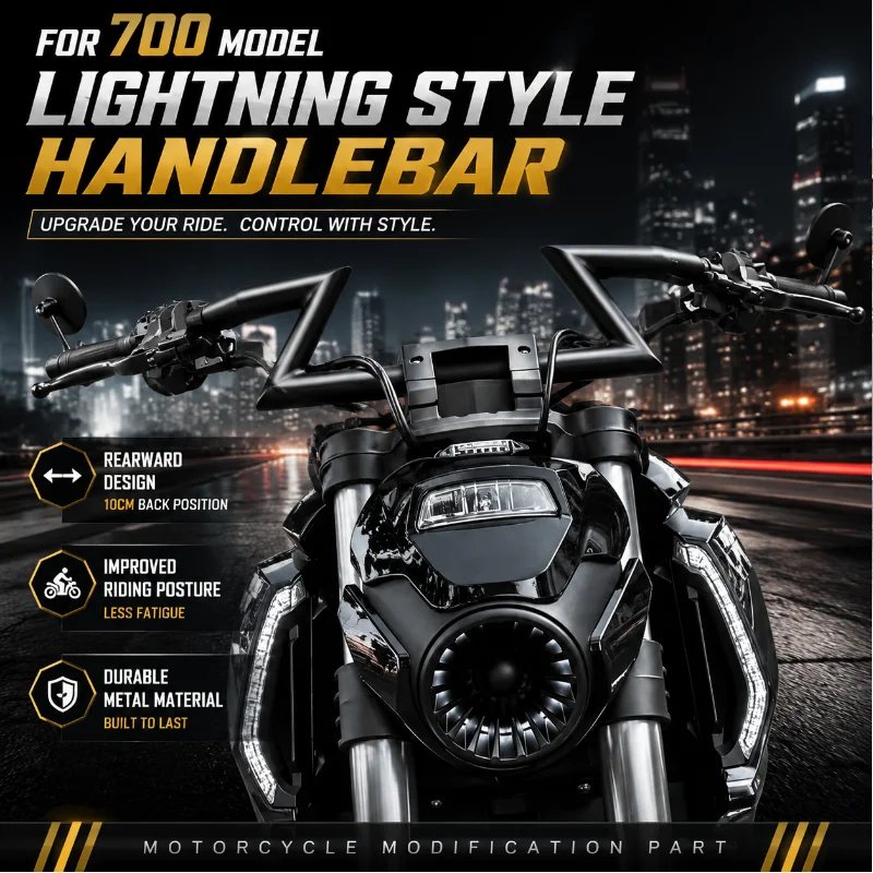 For 700 Motorcycle Lightning Style Handlebar Rearward 10CM Drag Handle Bar Modification Riding Position Upgrade Accessories