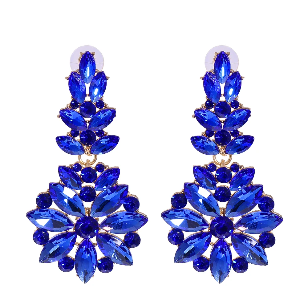 JURAN Statement Blue Series Dangle Drop Earrings Fashion Crystal Rhinestone Earrings for Women Elegant Party Jewelry Accessories