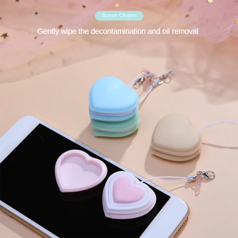 1 PCS Love Heart Shape Phone Wipe Cloth Lens Wipe Camera Lens Wipe Cleaning Tools Random Color