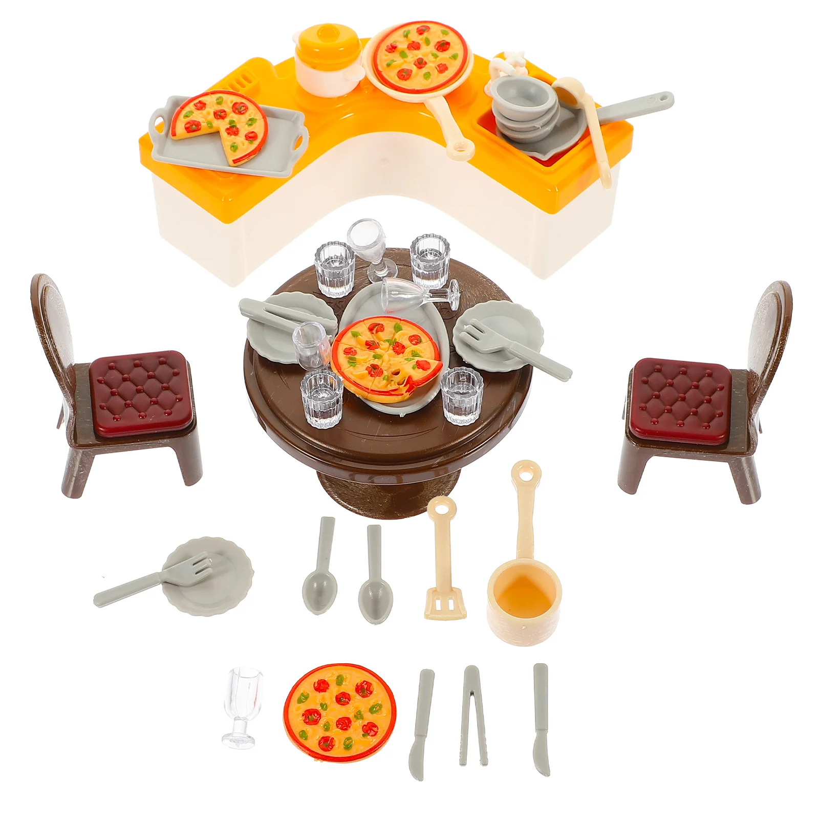 1세트 미니어처 주방 장면 미니 하우스 액세서리 고급 시뮬레이션 사실적인 색상 놀이용 미니 주방 세트