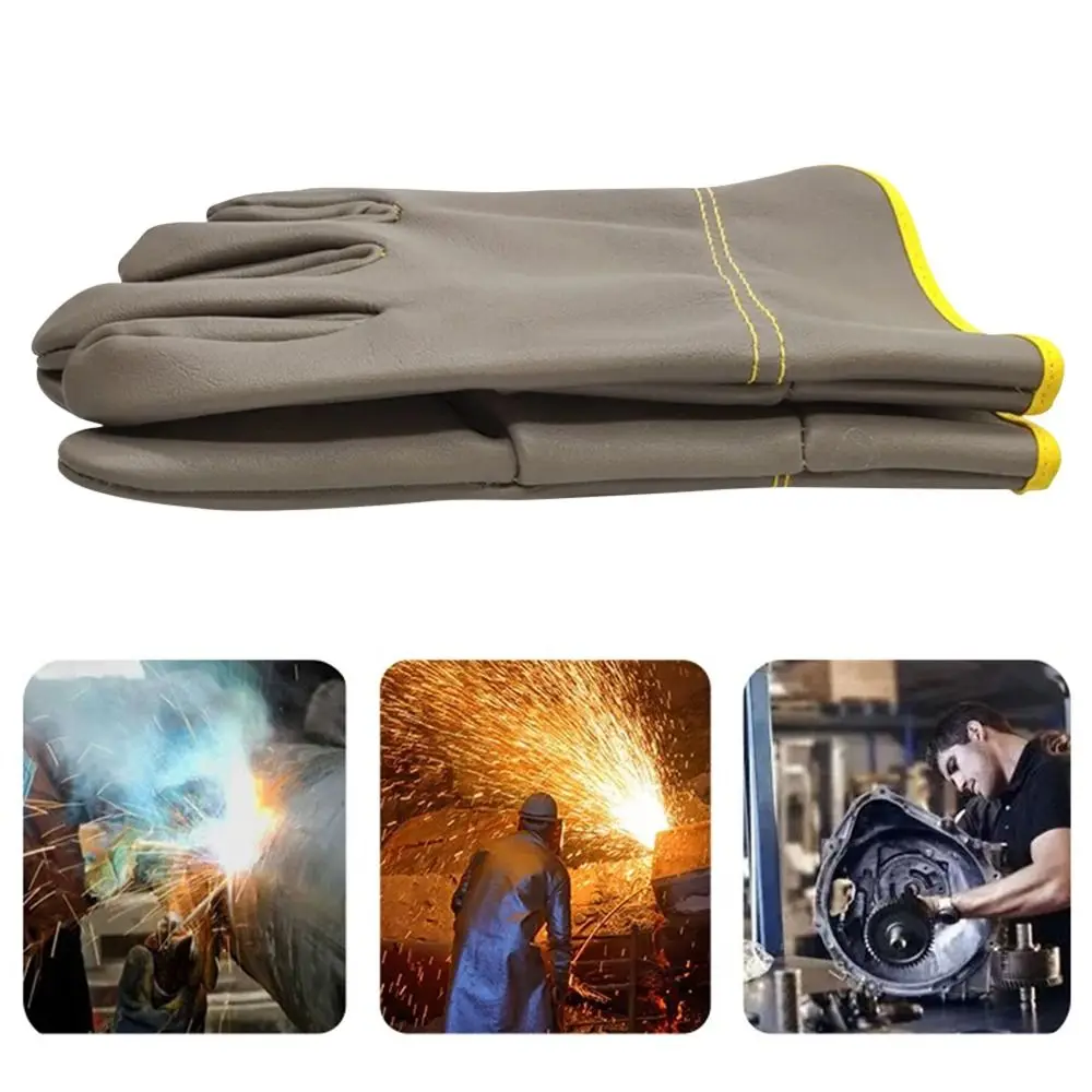 New Cowhide Welding Gloves Thick Short Safety Gloves Security Protection Wear Resistant Mechanic Glove