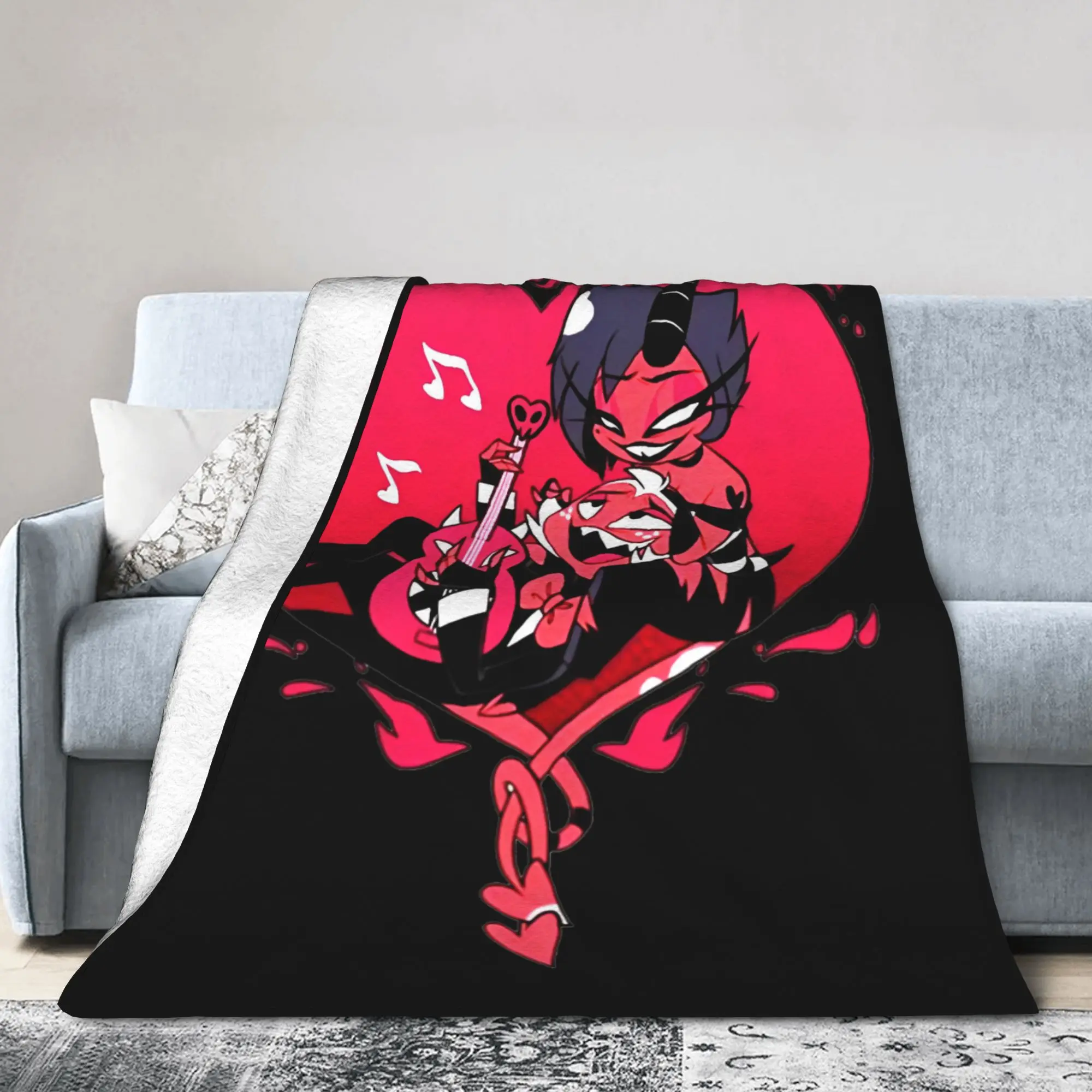 Cartoon Helluva-Boss Blanket Flannel Print  Breathable Super Warm Throw Blanket for Bedding Office Bedspread