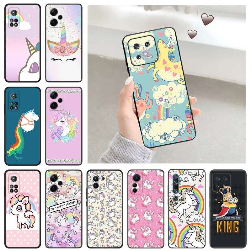 Silicone Soft Phone Case for Redmi Note 13 Pro 4G 5G 12 12c 13c Note12 Xiaomi 12t 12x 13Lite 12Lite Rainbow Unicorn Agnes Cover