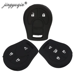 jingyuqin Silicone Soft Rubber Car Key Fob Case For Nissan Juke Micra Qashqai March Tiida 2/3/4 Button Car Key Cover Holder