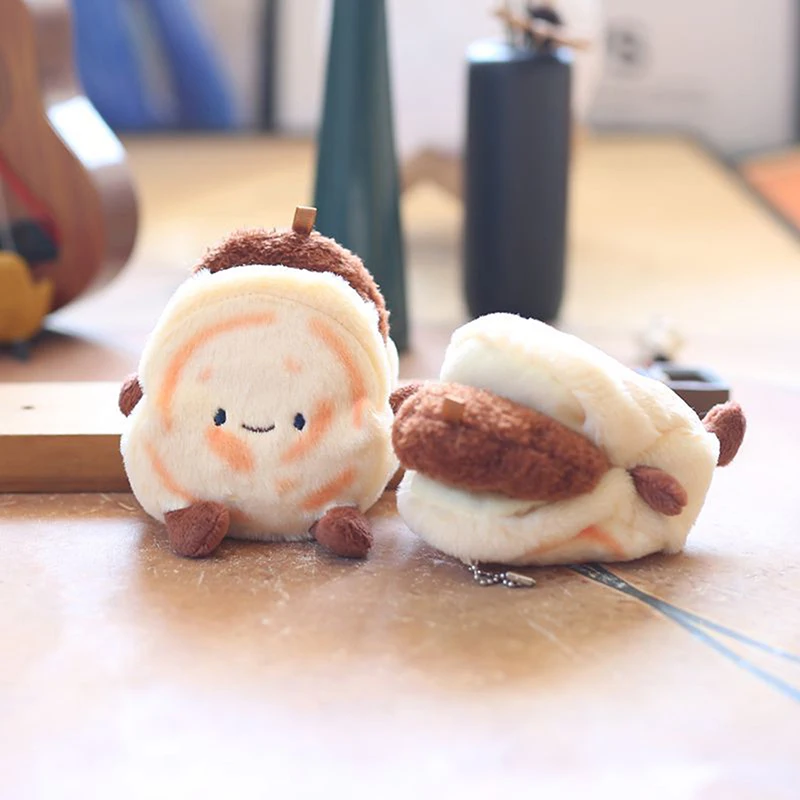 15cm Cute Keychain Charm Chinese Hamburger Cartoon Plush Pendant Fun Doll Figurines Bag Pendants Ornament For Women Girls Boys