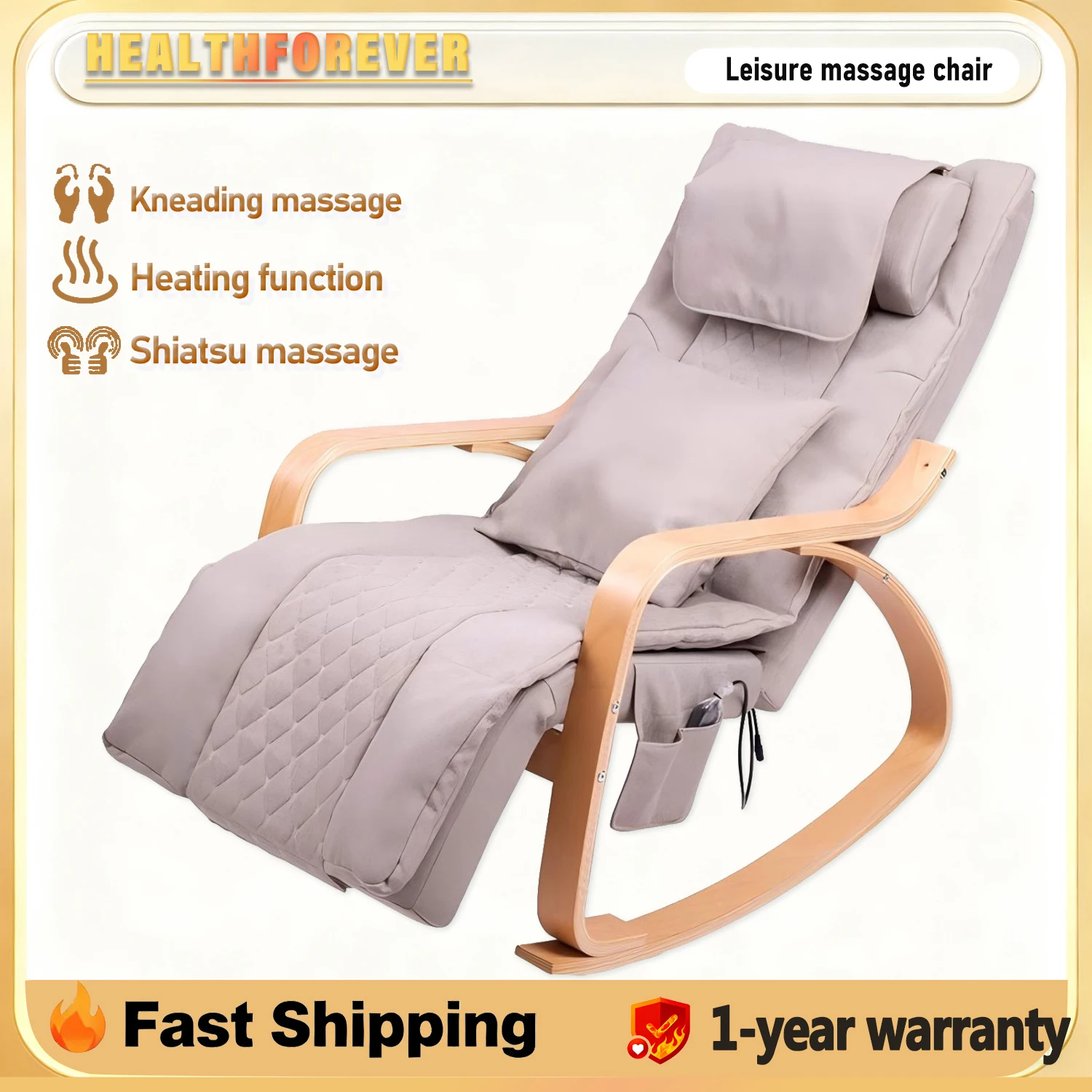 

Массажное кресло-качалка с откидной спинкой, электрическое кресло для отдыха, откидывающее шиацу, разминающее вибрацию, кресло для гостиной/офиса, ролик