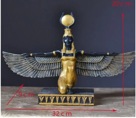 EGYPTIAN MYTHOLOGY GODDESS OF LIFE ISIS COPPER PLATING RESIN ART&CRAFT STATUE CREATIVE HOME ANCIENT EGYPT STYLE DECOR