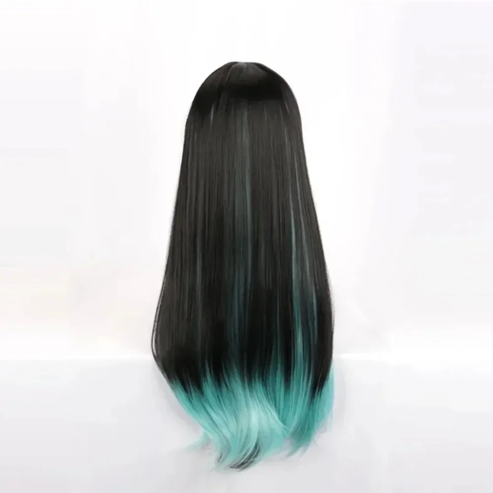 New Tokitou Muichirou Cos Headgear Stage Sitcom Cosplay Black Green Color Matching Wig Anime Role Wig Cover
