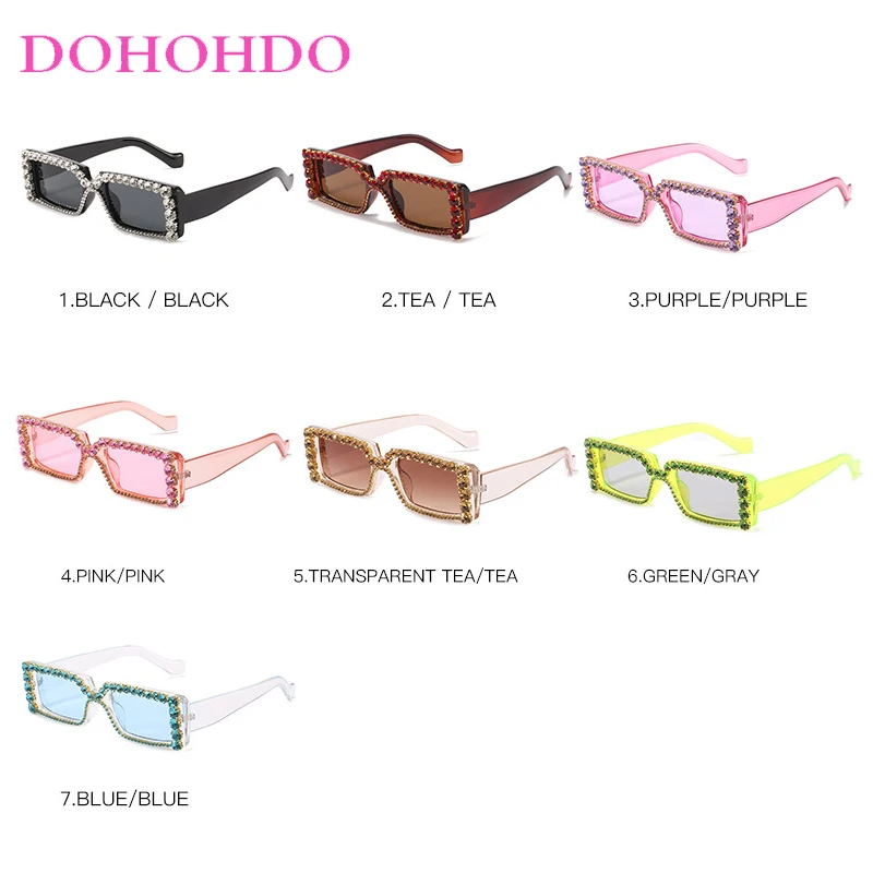 Trend Luxury Brand Design Square rhinestone Sunglasses Women And Men Fashion Outdoors Street Photography Eyewear Female UV400