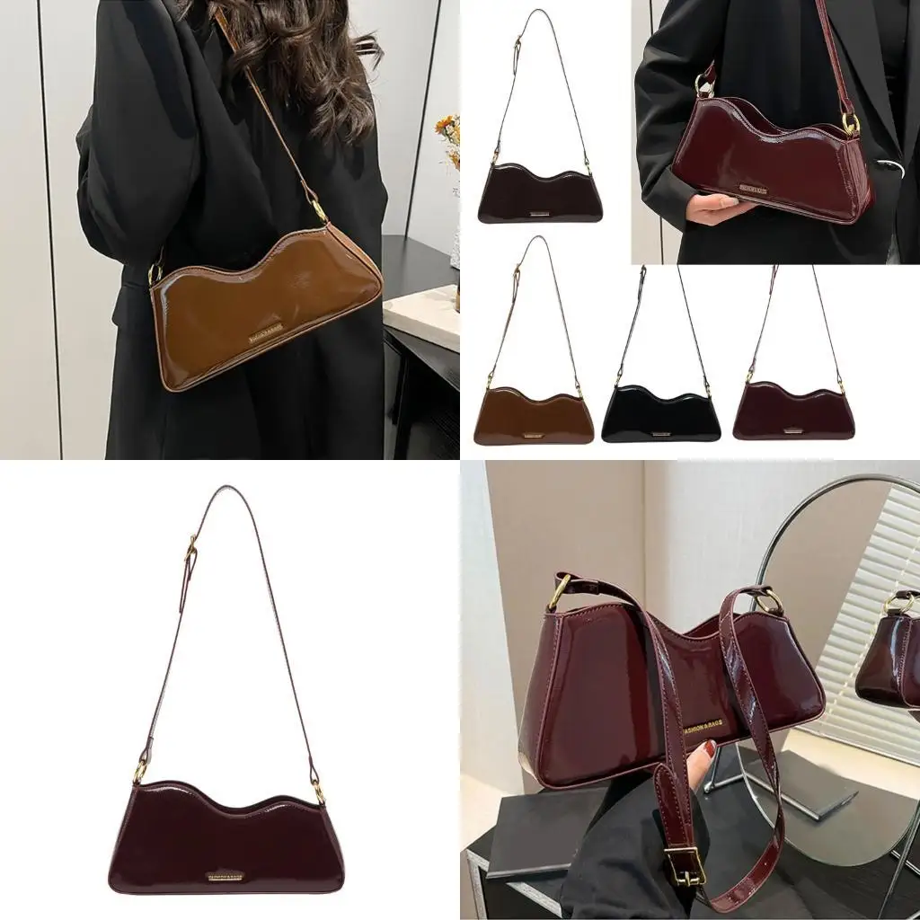 

D46D Women Bag Trendy Armpit Bag Handbag Commuting Bag Solid Color Shoulder Bag