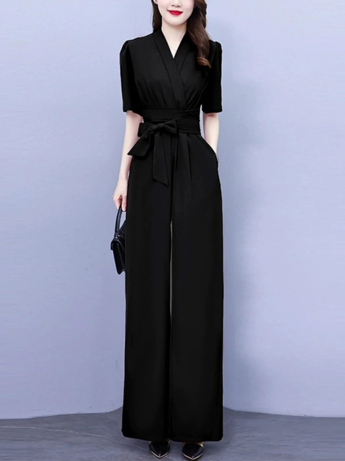 

Bla High-End One-Piece Pantsuit Women's Summer Faion Slimming Wide Leg Pants Set Ele Lady Sle Durable Polyester