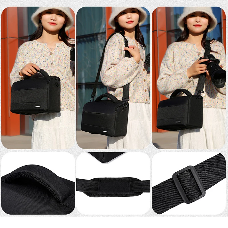 Bolsa portátil para câmera dslr, bolsa de ombro de nylon, acessórios para câmera sony nikon canon panasonic fuji slr