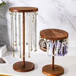Solid Wood Jewelry Organizer Display Holder Necklace Earrings Bracelets Display Stand Desktop Jewelry Storage Rack