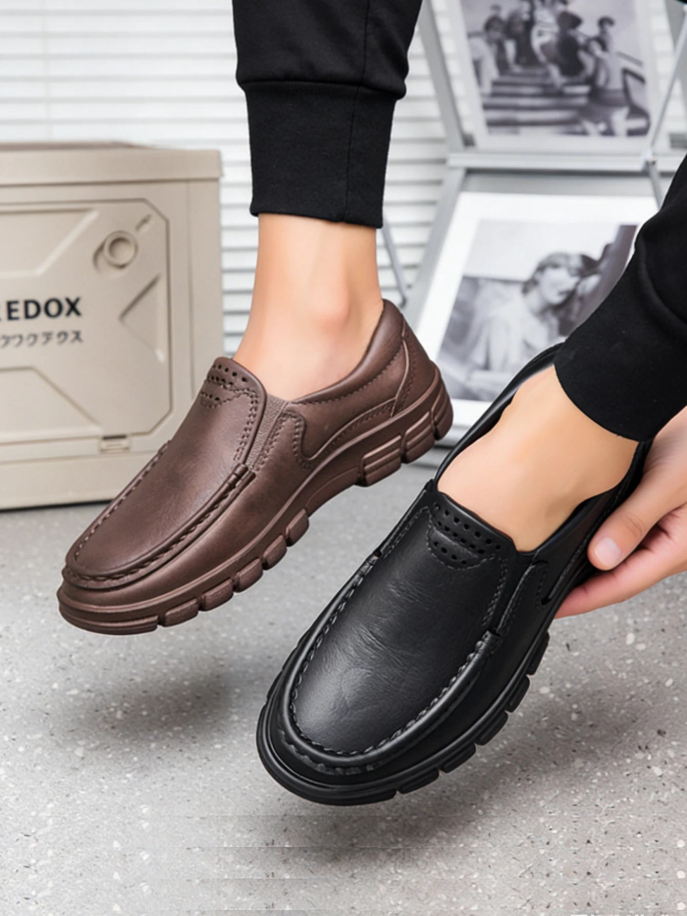 

Men's All-Season Casual Simple Solid Color Eva One-Piece Anti-Splash Flat Slip-On Thick-Soled Loafers Fishing Shoes Large Size Suitable for Home and Outdoor Use