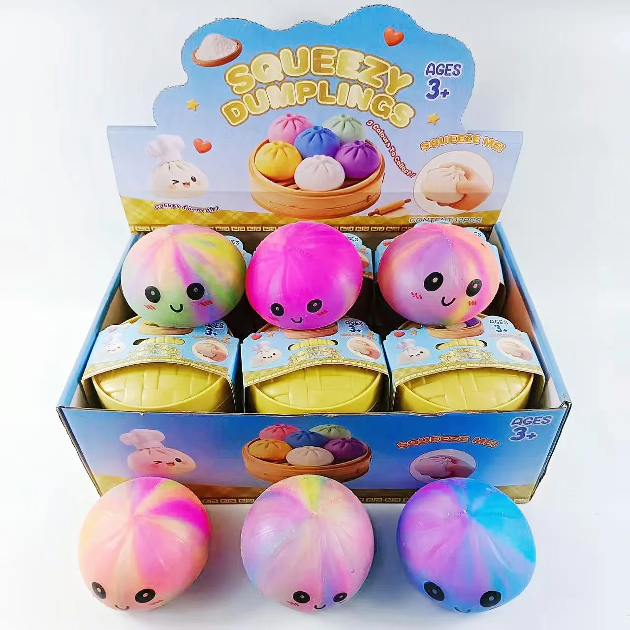 

Dumpling Pressure Dumpling Squishies Cute Colorful Bun Toy Slow Rising Stress Relief Fidget Toy for Adults Anti-Anxiety Gif