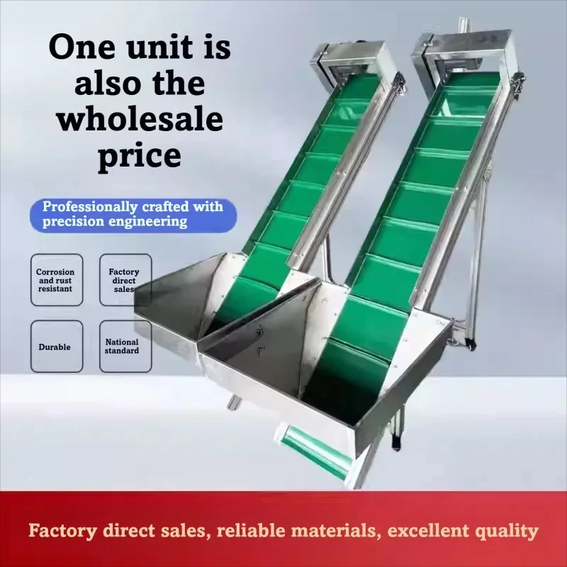 Small Stainless Steel Industrial Assembly Line Transport Packing PVC Belt Conveyor System Upfeeding Lift