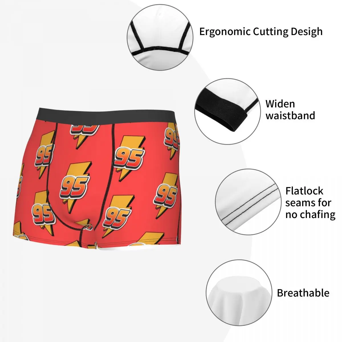 Custom Cartoon Lighting McQueen Boxers Shorts Men Cars Briefs Underwear Funny Underpants