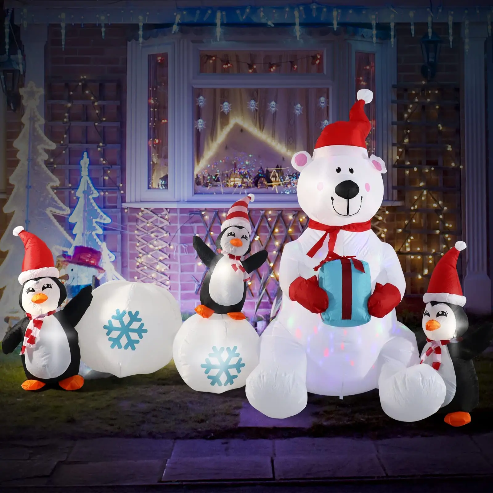 

10FT Inflatable Snowman Christmas Decor, Outdoor Giant Inflatable with LED Lights