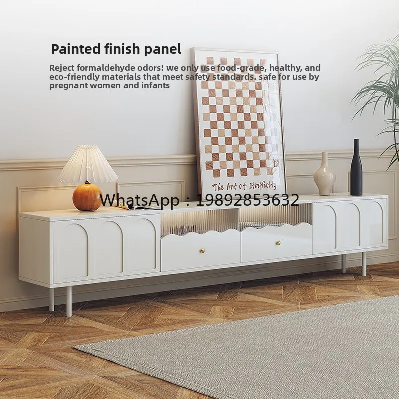 YFY خزانة تلفزيون لطاولة القهوة على الطراز الفرنسي الكريمي 2023 مجموعة نموذجية جديدة للشقق الصغيرة