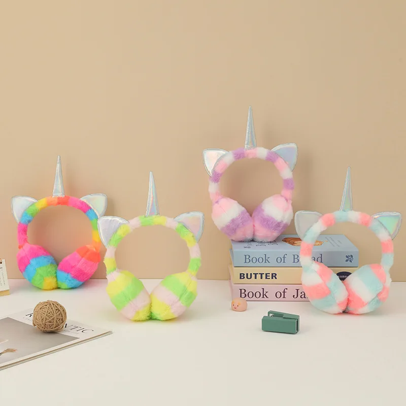 Fundas para los oídos de felpa cálidas con lentejuelas de unicornio Unisex, lindas copas para los oídos a prueba de frío, cubiertas para los oídos de piel fría, bolsas para los oídos, Orejeras 4e005