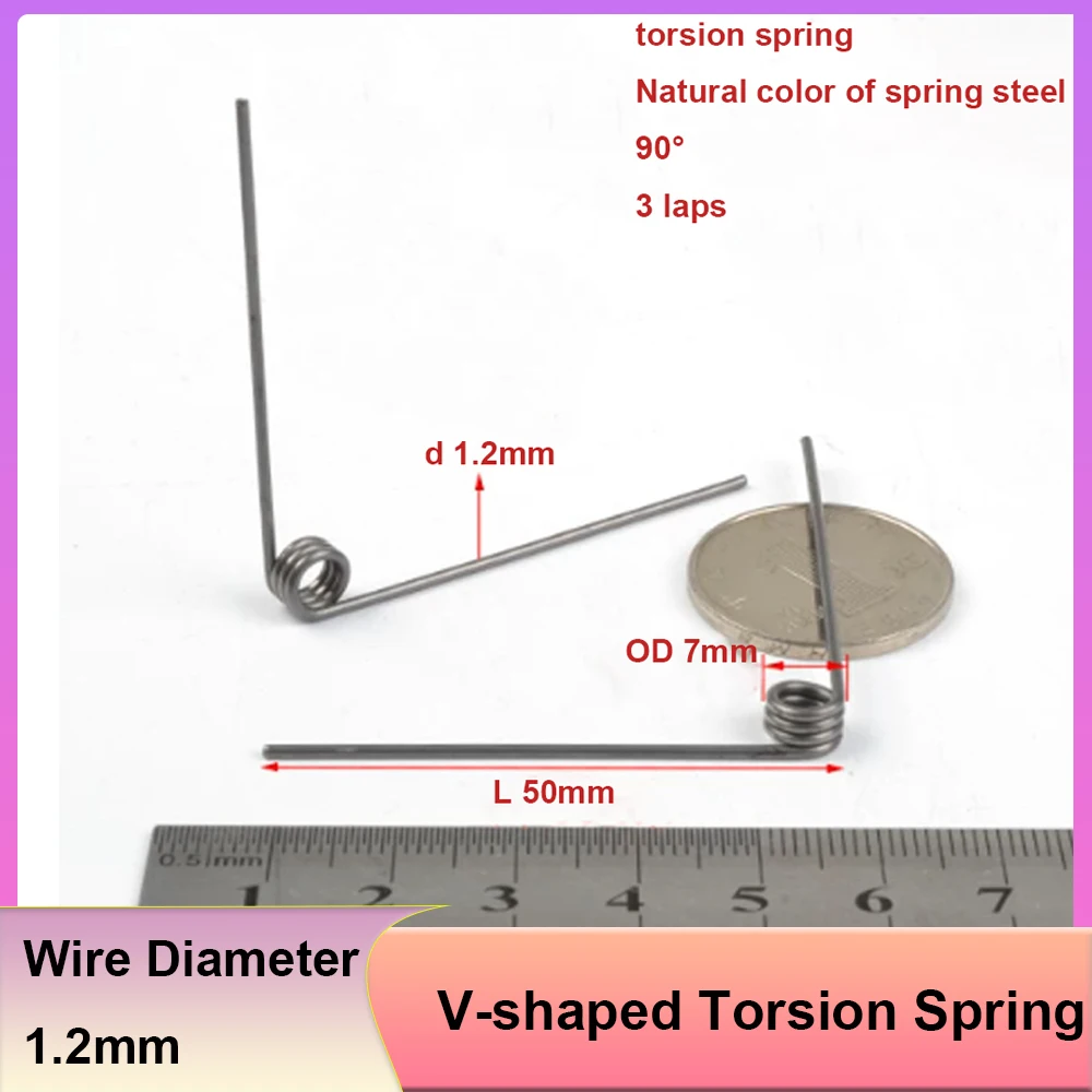 2-6Pcs Wire Diameter 1.2mm V-shaped Torsion Spring High Strength Stainless Steel Small Torsion Spring Pull Back Torsion Clips