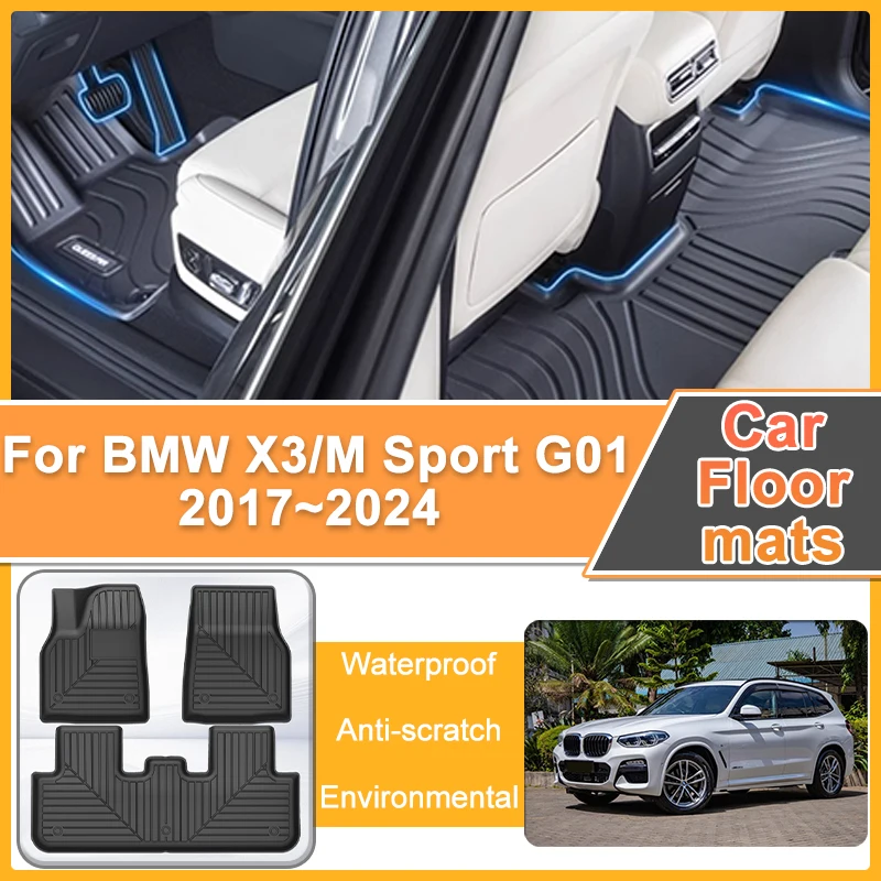 

LHD Car Floor Mats for BMW X3 G01 M Sport M40d 2018~2024 Dirt-resistant Car Floor Mat Foot Panel Line Carpet Pad Car Accessories