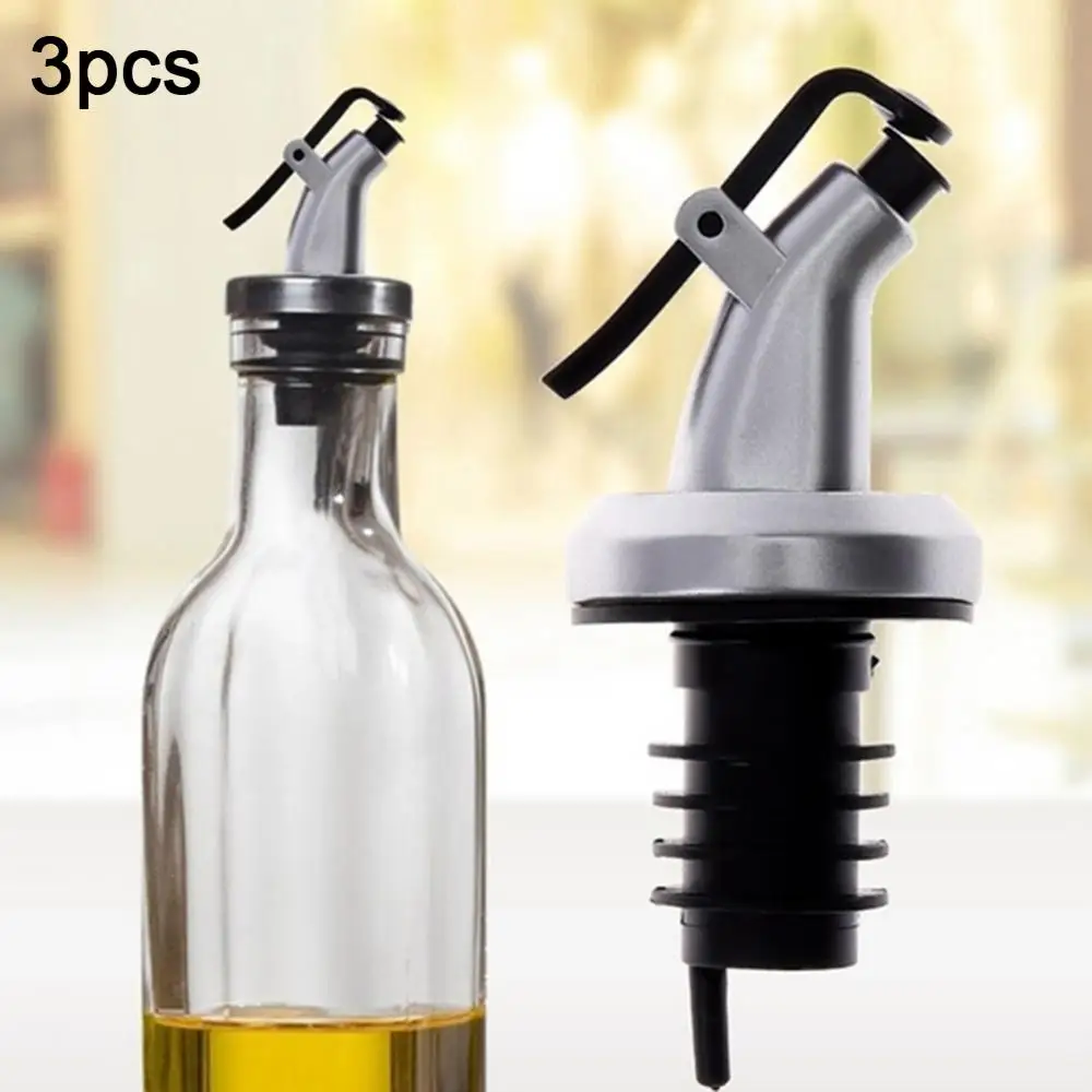 3Pcs 8cm Oil Vinegar Bottle Stopper Spout Leakproof Nozzle Dispenser Wine Pourer Stainless Steel Oil Bottle No-drip Bottles Soy