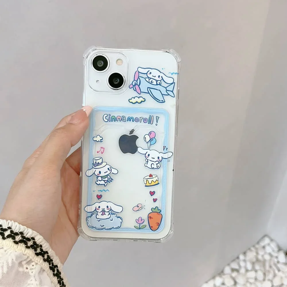 Cute Cartoon Anime Role Cinnamon Phone Case for IPhone 11 12 13 14 15 Pro Max X XR XS 7 8 Plus Soft Tpu Wallet Cover Card Holder