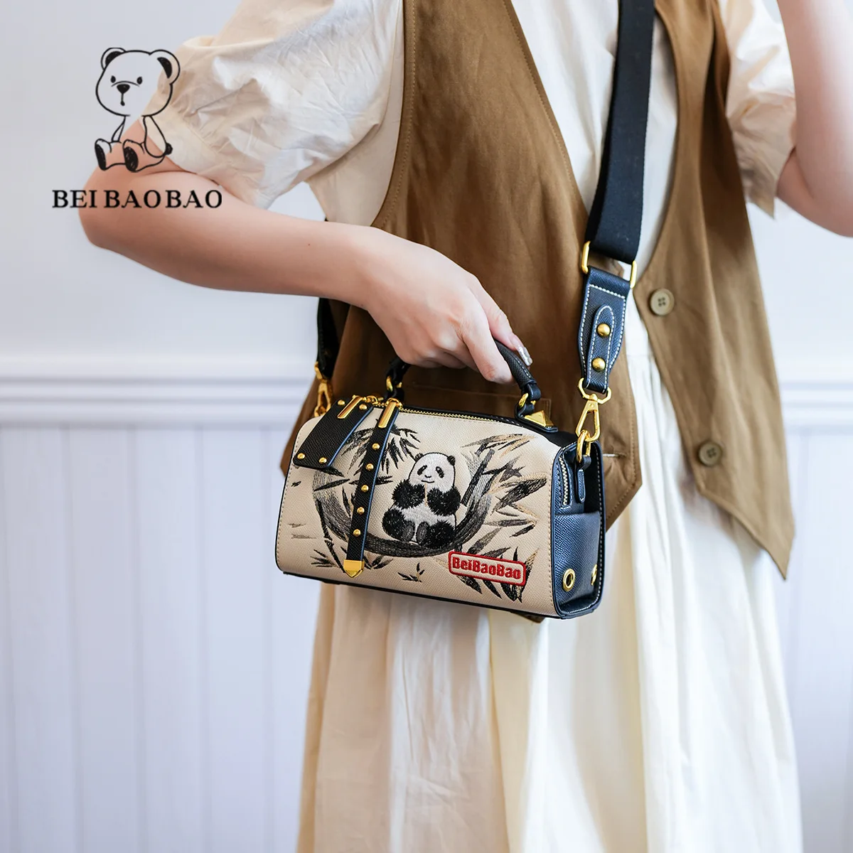 Beibaobao 2024 new handbag casual shoulder crossbody bag large capacity Boston bag commuting niche women\'s bag Bolso de mujer