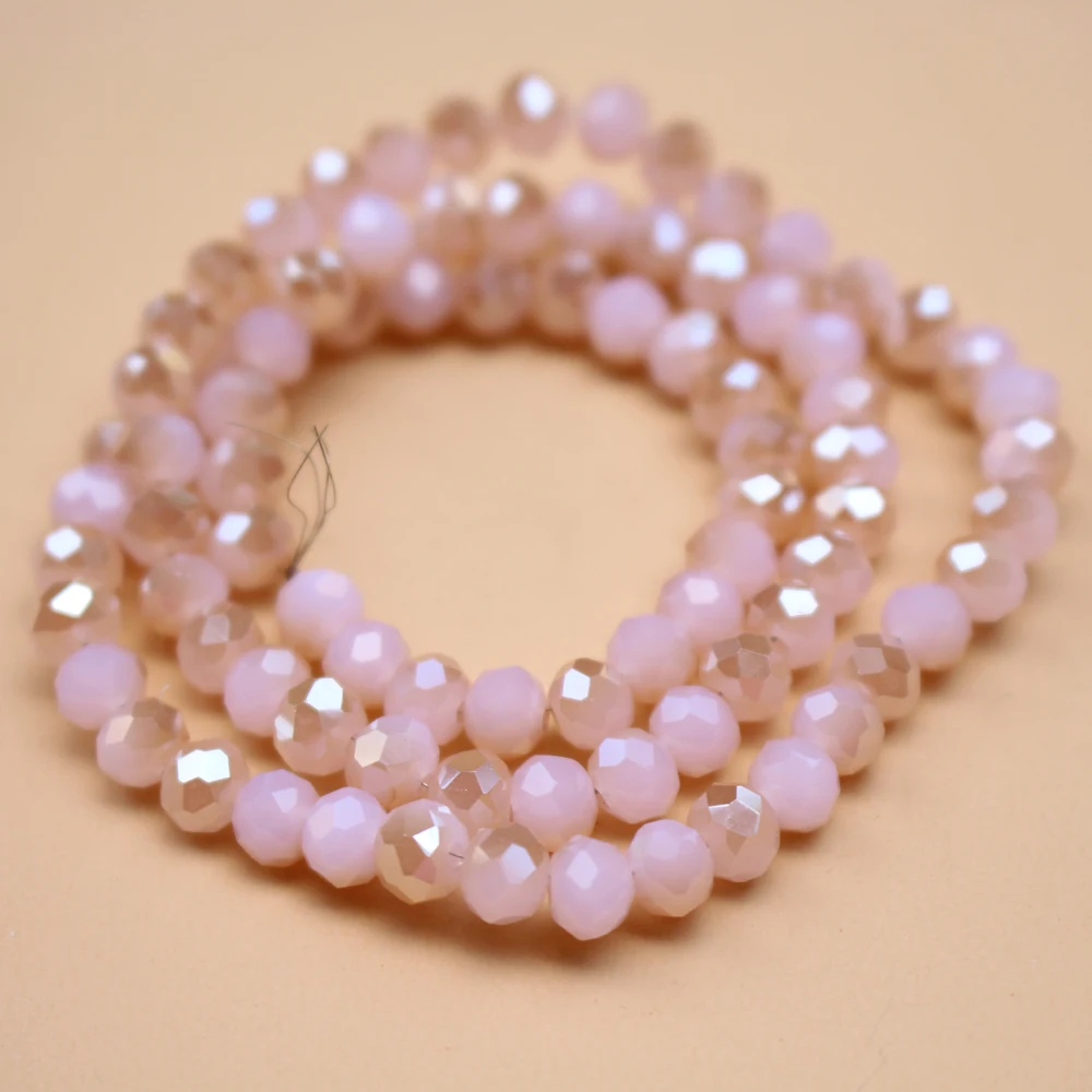 6mm Glass Crystal Beads Pink Brown Color Rondelle Loose Faceted Fashion Crystals Bead for Jewelry Bracelet Necklace Earring DIY