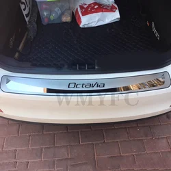 Car styling For Skoda Octavia Sedan 2015 -2018 A7 Stainless Steel Rear Trunk Bumper Protector Rear Scuff Plate Rear Door Sill