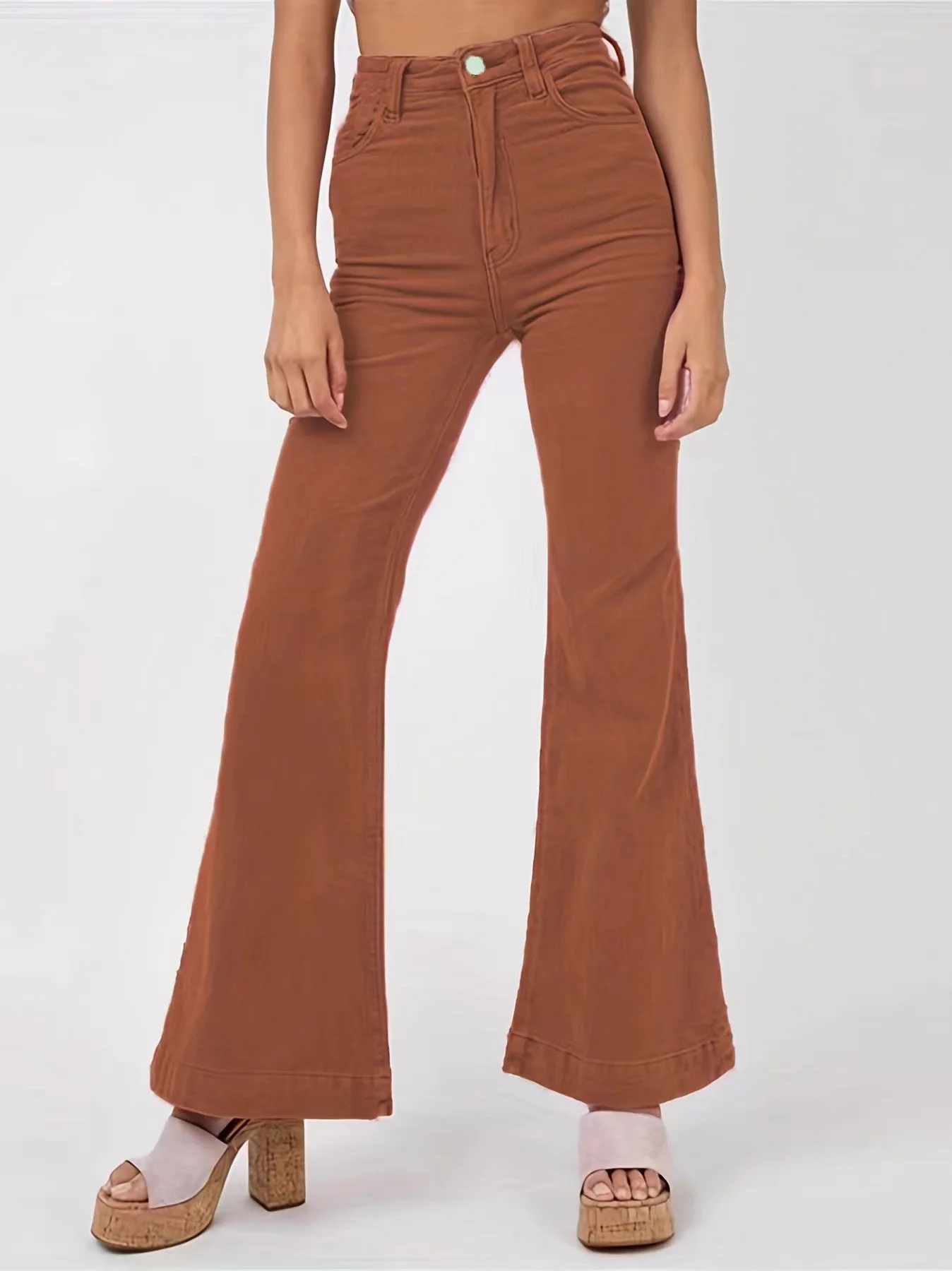 Fashionable New Corduroy Flare Pants Wide Leg Pants Women\'s Street Solid Color Casual Long Style