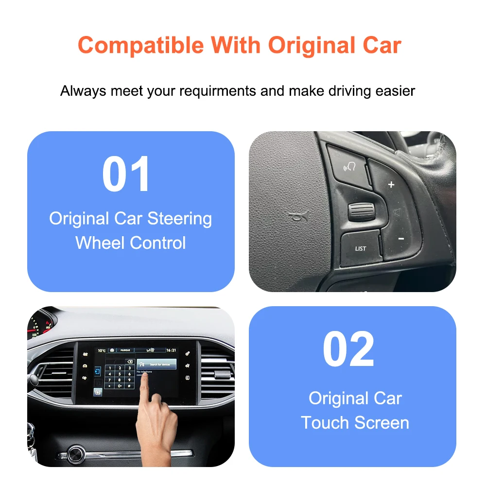 Bonroad Wireless Carplay Android Auto Nachrüst-Kits, passend für Peugeot&Citroren SMEG&MRN NAC 208 308 508 3008&C4 DS3 DS4 DS5 – Detail 8