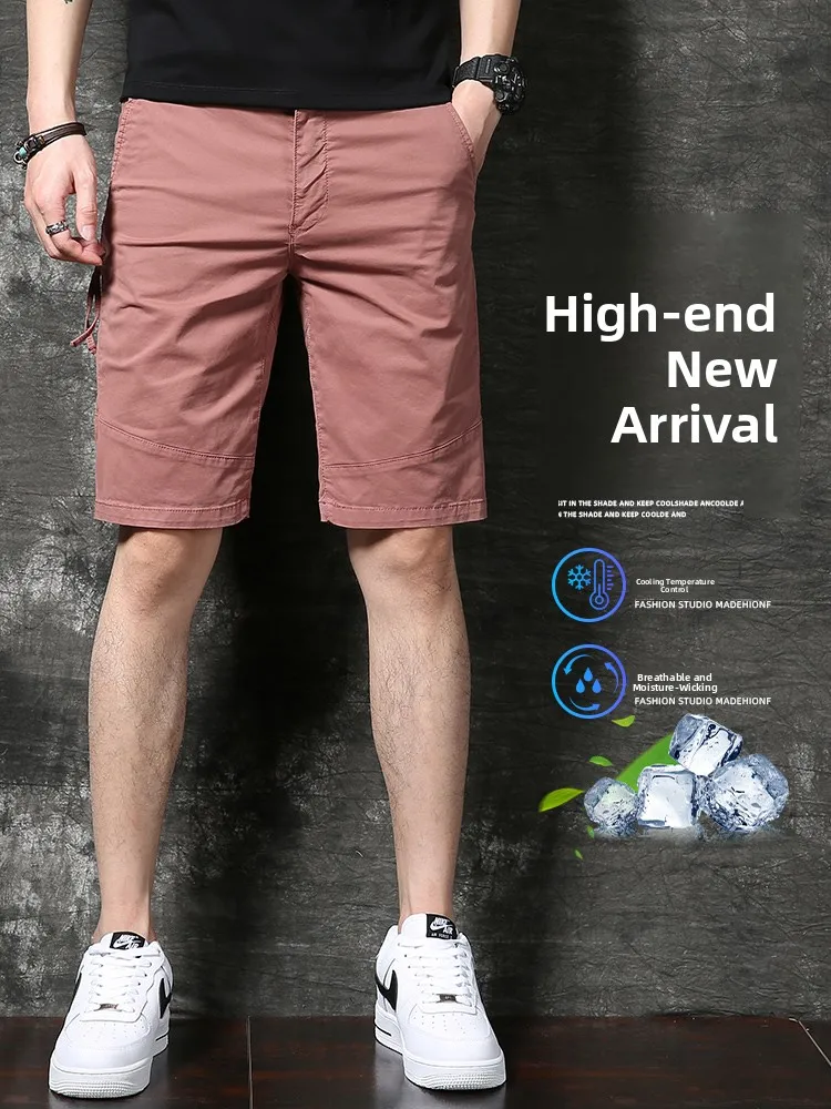 American Sle rétro vêtements de travail orts hommes été nouveau Faion coupe ajustée décontracté cinq points pantalon jeune énergie coton mélange