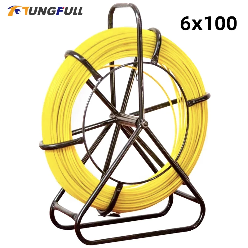 

Fiberglass Duct Rodder Cable Wire Fish Tape Fish Tape Continuous Reel 6mm100m Fiberglass Wire Cable Running Puller Rod