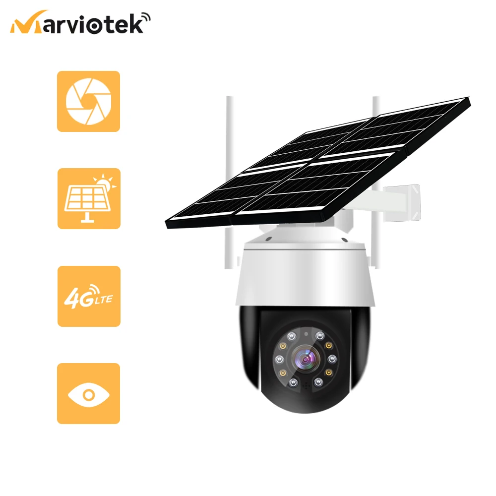 

5MP 4g LTE Solar Camera With Sim Card Slot 30X Optical Zoom Video Surveillance Kamera 1080P PTZ Camhi Solar Panel For 12V CAM