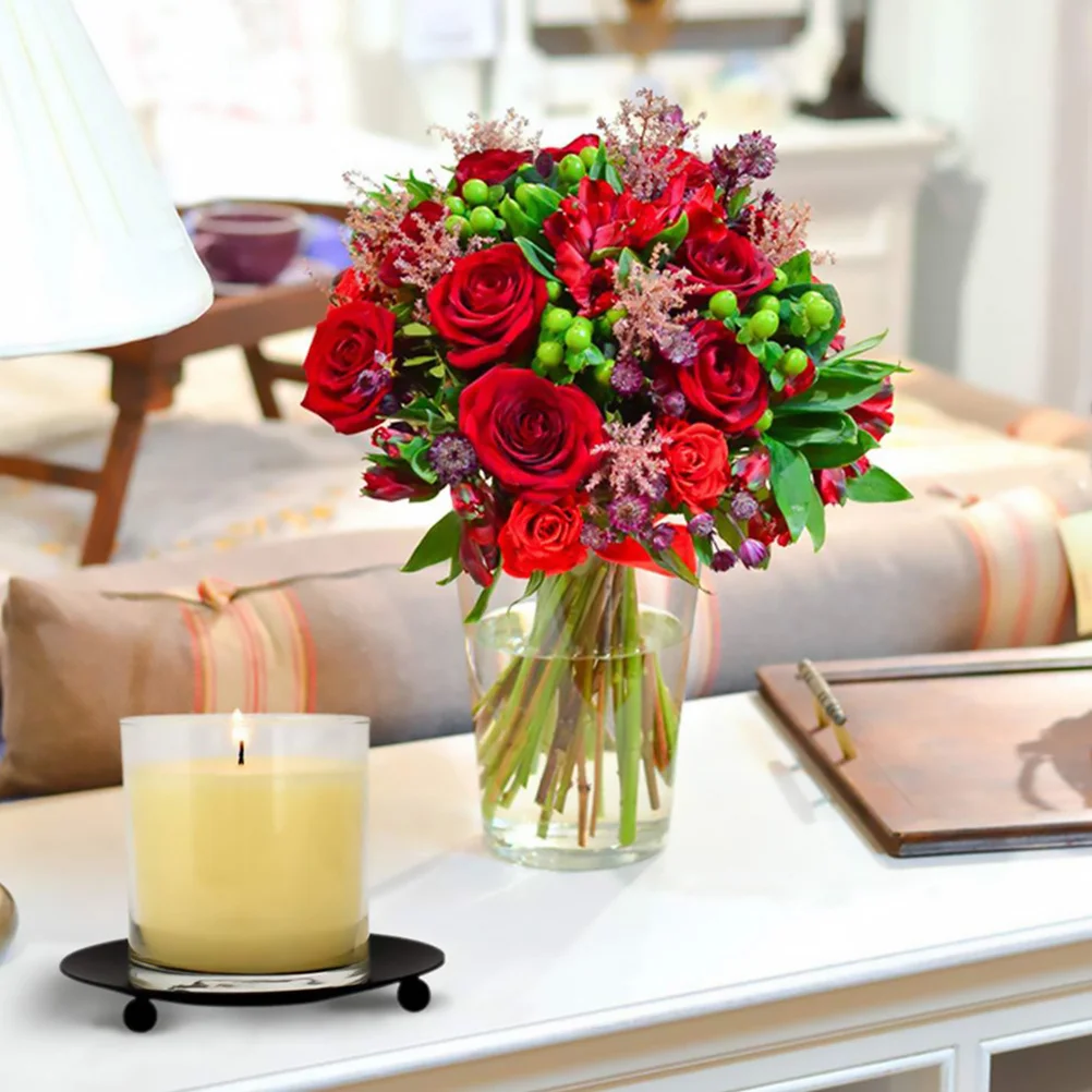 

6pcs Iron Plate Set Metal Tray For Aromatherapy Meditation Decor Wedding Party Supplies Holder Stand Centerpiece