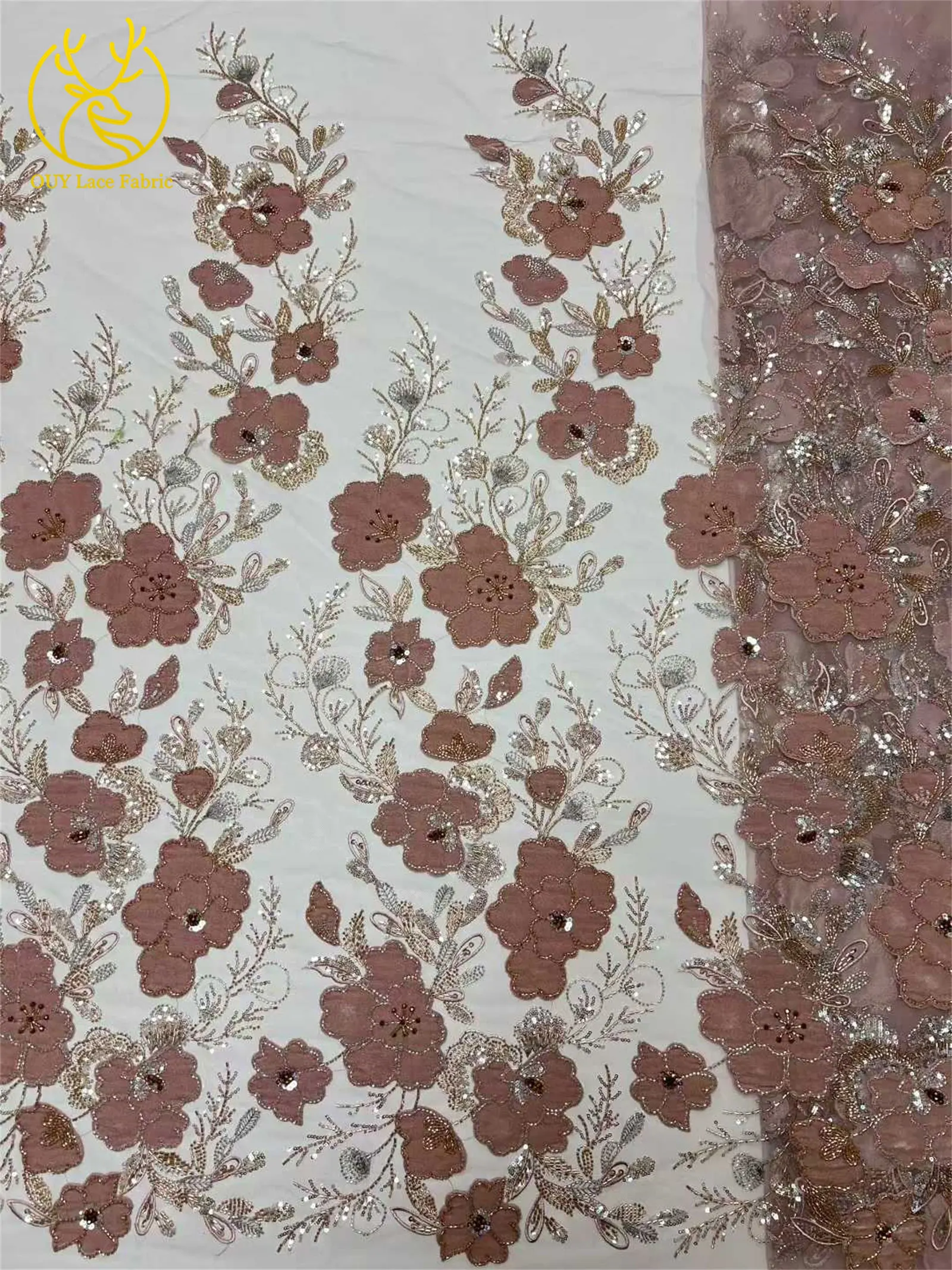 Neues Design Samt-Pailletten-bestickter Spitzenstoff 2026 Hochwertiger afrikanischer Perlen-Spitzenstoff Brautparty Hochzeitskleid Kleid – Detail 19