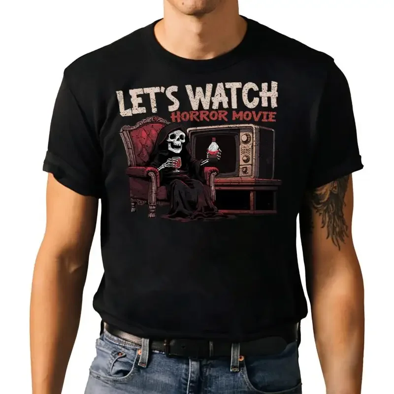 Let'S Watch Horror Movie Halloween T Shirt Scary Death Funny