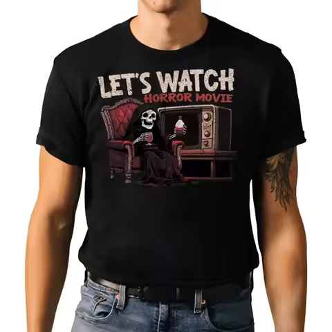 Let'S Watch Horror Movie Halloween T Shirt Scary Death Funny