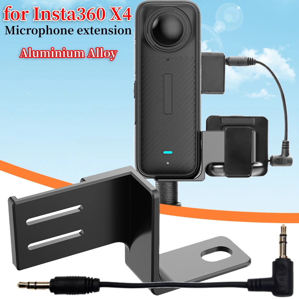 Microphone Expansion Bracket with Adapter Cable Mic Adapter Mount Bracket Action Camera Extension Mount for Insta360 X4 Camera