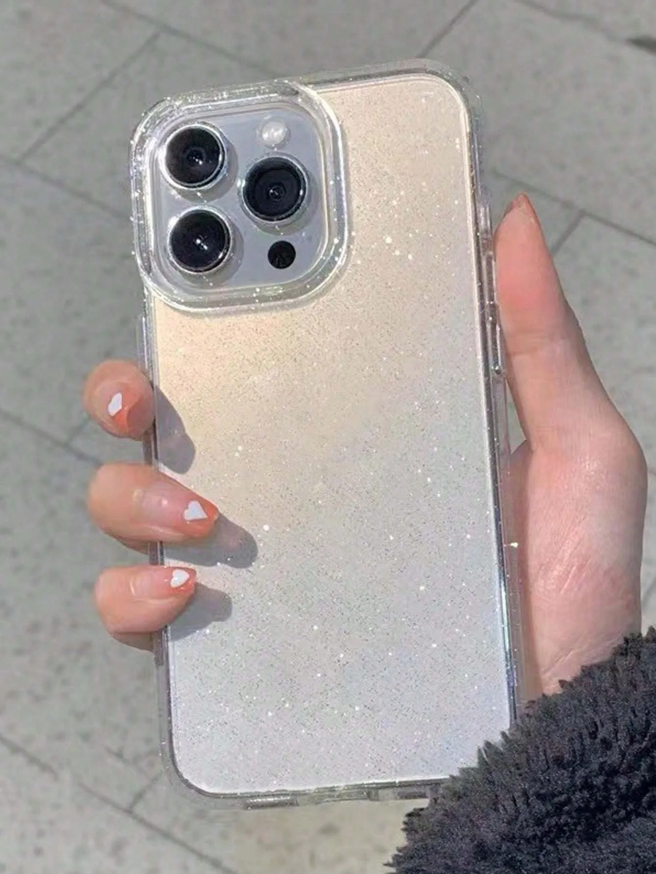 1.5mm Thick Sparkly Glitter Clear Phone Case For iPhone 16 15 14 Plus 13 12 11 17 Pro Max Case for   Wireless Charge Cover