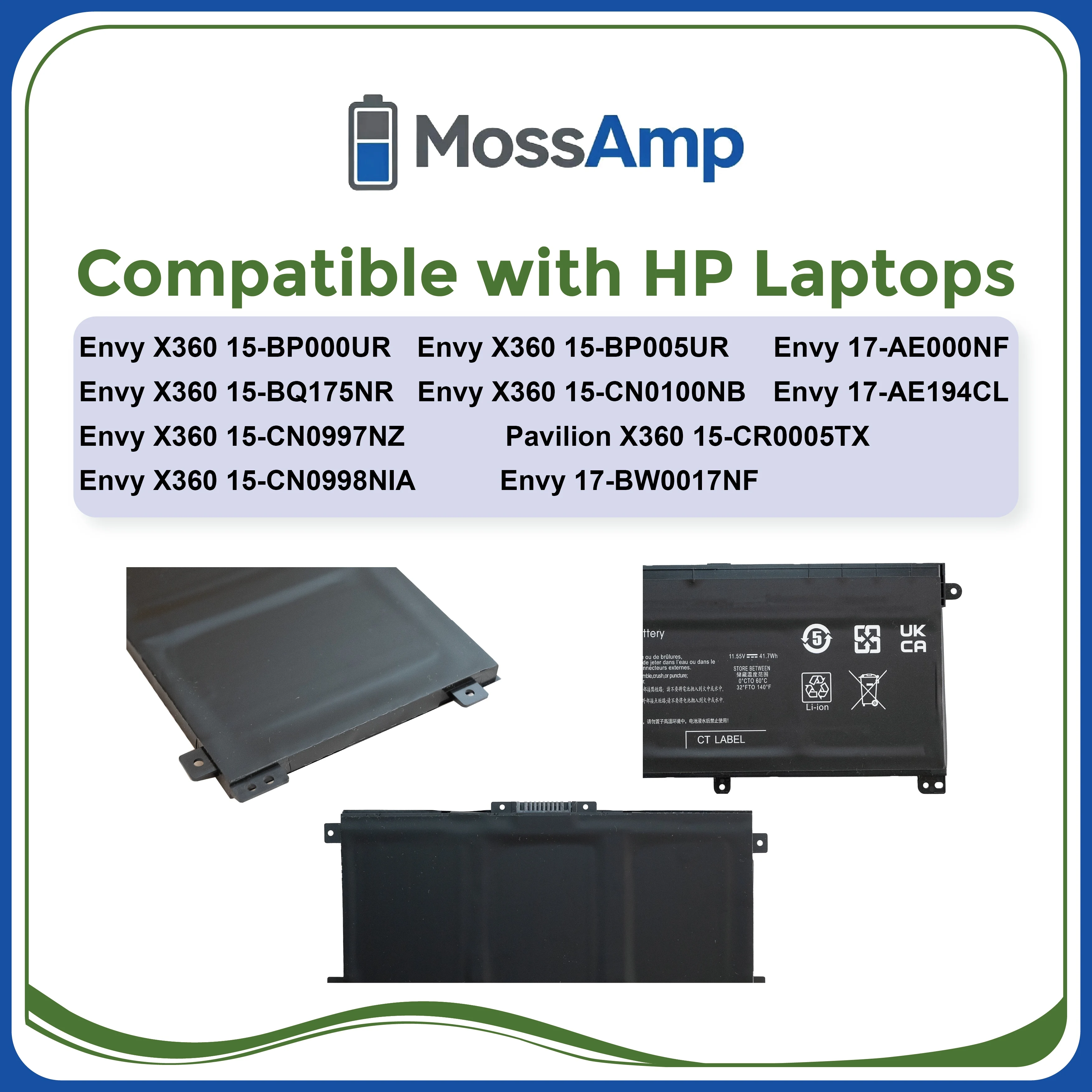 MossAmp 11.55V 55.8WH LK03XL Laptop Battery for Pavilion 15-cx 17-cd LK03055XL LK03055XL HSTNN-DB8R