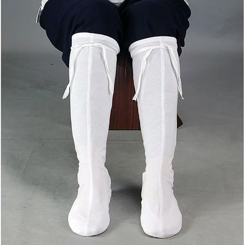 Bawełniane chińskie tradycyjne skarpetki Hanfu Kung Fu białe skarpetki Wudang Taichi Anime do odgrywania ról przebranie na karnawał dodatki odzieżowe