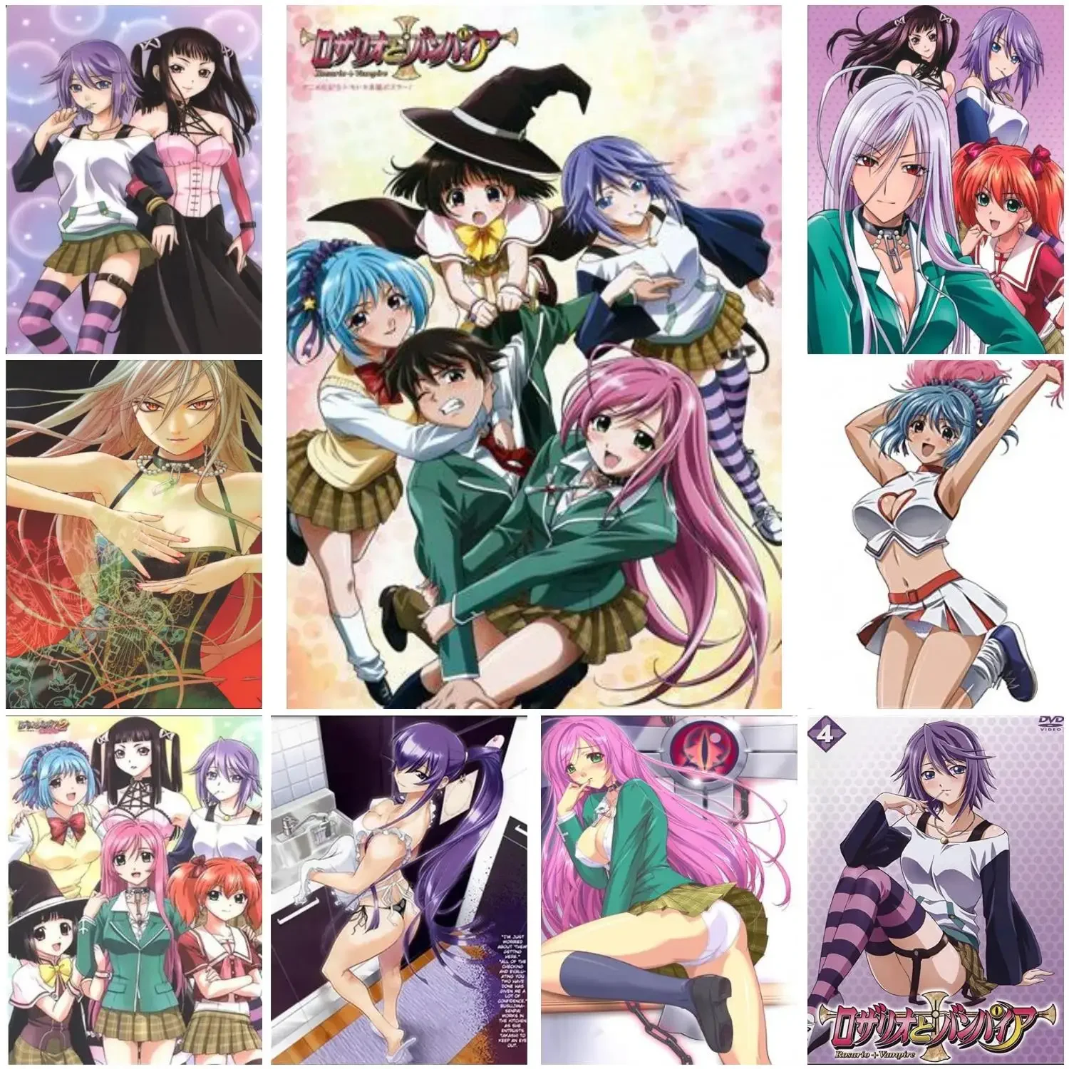 rosario vampire 3 Poster Prints Wall Art Canvas Painting Poster For Modern Family Living Room Home Decor