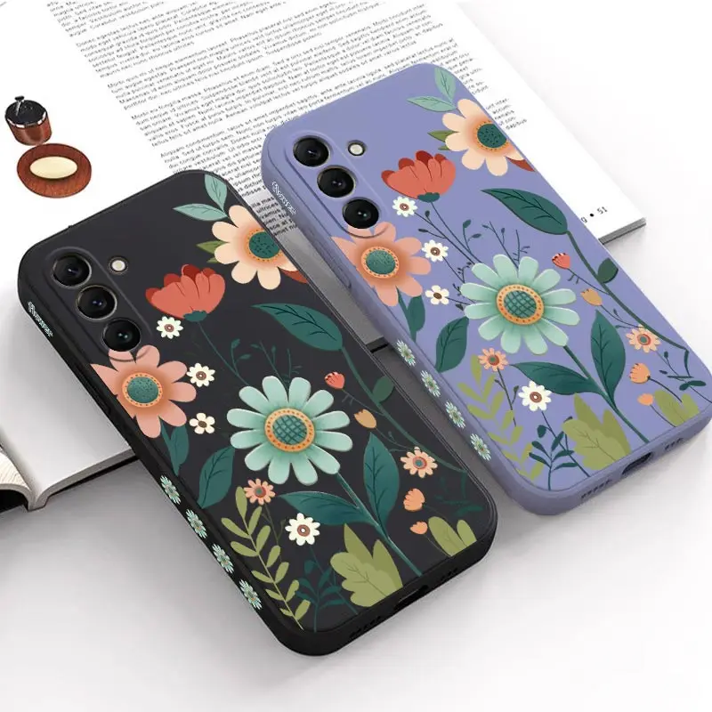 S24 Gorgeous Flower Silicone Phone Case For Samsung S24 S24Plus S23 S23FE S23Plus S24Ultra S21 S21FE S20FE S22Ultra S22 Cover