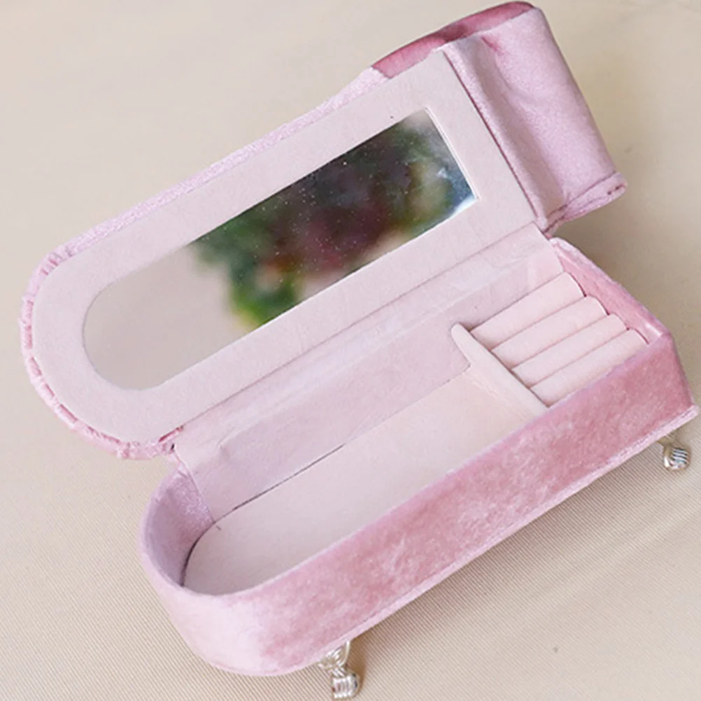 Sofa Jewelry Case Small Pearl Lace Design Jewelry Organizer Box for Rings Earrings Decorative Storage Gift Lint Trinket Box
