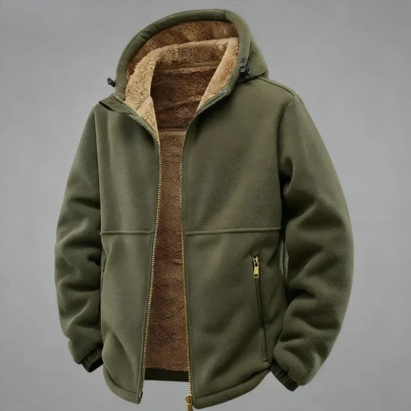 سترة رجالية سميكة عالية الجودة دافئة بغطاء للرأس، كاجوال بقلنسوة، عزل منزلي للخريف والشتاء، سترة دافئة وقطيفة #6